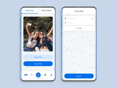 Home & Find a Ride Screen - Trip App app app design designer driver app home page landing page ride sharing app search travel app ui design ui designer ux design ux designer