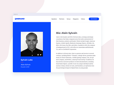 Speaker web page blue conference onbrand speaker tech web design website