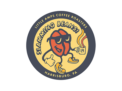 Little Amps Pog bean character coffee cool fun illustration pog sunglasses