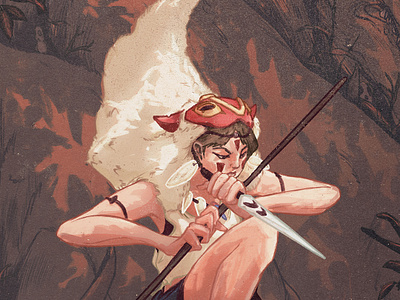 Mononoke Ig anime asian style doodle drawing ghibli illustration illustration art japanese japanese art japanese style princess mononoke studioghibli