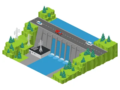 Dam free illustration isometric template vector