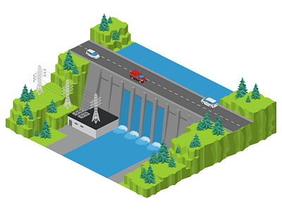 Dam free illustration isometric template vector