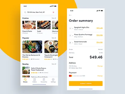 Food delivery - order app delivery food ios mobile order summary