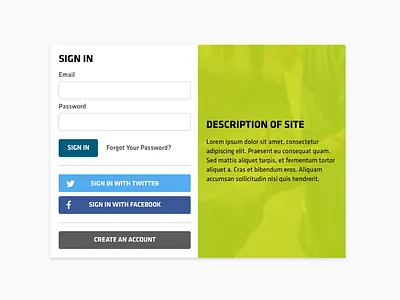 Sign In account create account facebook login password profile sign in twitter user