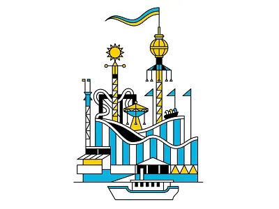 Stockholm blue blue and yellow illustration line minimal stockholm sweden vector