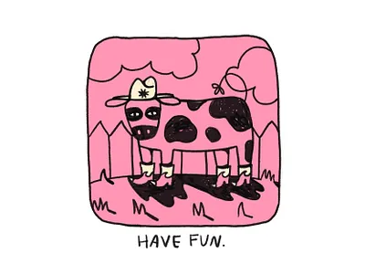 COWBOY animal boots cow cowboy farm fun grass hat illustration nature outside shadow spots yeehaw