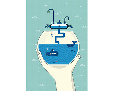 Water Issues abstract art abstract illustration blue design digital drawing environment flat go green graphic design illustration ocean save earth submarine vector vector art vector illustration water whale