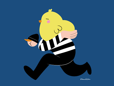 Chick bird black and white burglar chick chicken digital art illustration photoshop thief yellow