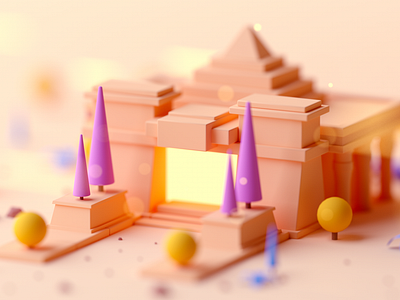 Temple 3d c4d cartoon cinema 4d desert design egypt fantasy forest game game asset game building game design illustration isometric isometric room low poly lowpoly octane temple