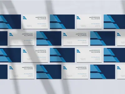 SGAA Business Cards a aa aa monogram aerospace alliance art direction blue brand brand mockup business branding business card design flag flag logo flat lay flight logo monogram stationary vector
