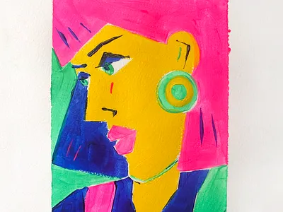 A Closer Look 80s art face geometric graphic illustration neon painting portrait style woman