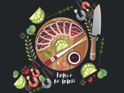Tatsuo No tataki dishes food foodies foodporn gastronomy illustration sushi tatsuo vecto yummy
