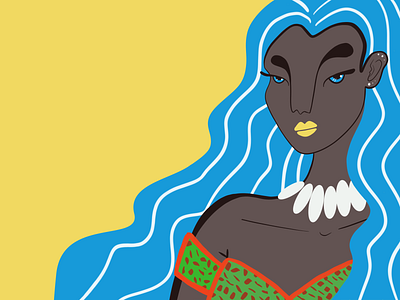 Odoiá, Yemanjá black black woman blue blue eyes blue hair goddess long hair odoiá orisha rainha do mar woman yemanja yemanjá