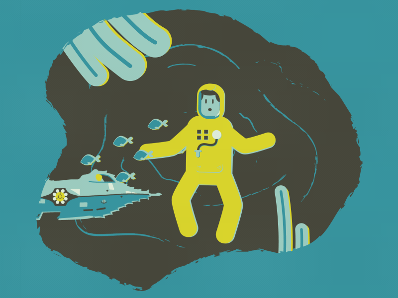 Chronicles of the Nautilus animation art design discover diver exploring fear flat kraken luagues motion design nautilus navigation ocean sea