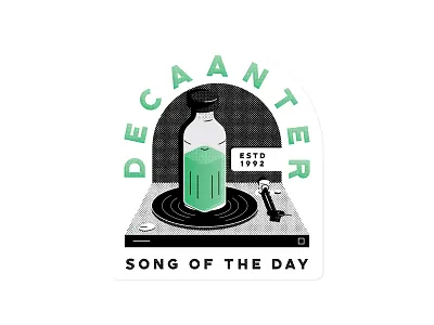 DECAANTER booze branding decanter fun gradient halftones illustration line work liquor record record player song sticker texture