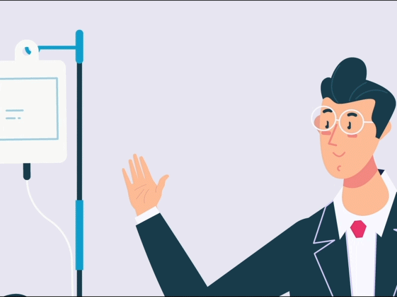 Doctor animation character explainer glasses motion graphics room