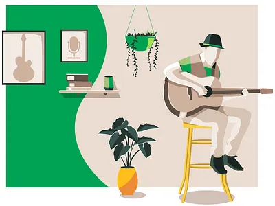 SongBook chords coffee design flat flat design guitar guitarist illustration music playing vector