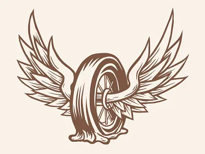 Dead Tired flat tire illustration road trip t shirt design tattoo vector