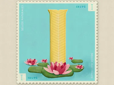 Letter I · Irupé · #36daysoftype #SellosNaturales 36 days of type 36 days of type lettering adobe botanical art capital letters flor art flowers illustration handlettering lettering old stamp procreate vintage vintage art vintage stamp