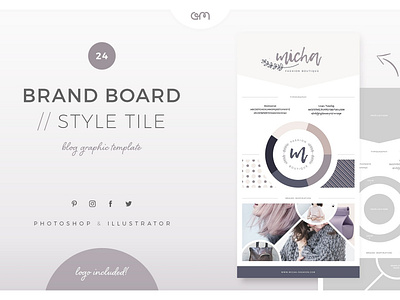 Brand Board Style Tile bloggers branding color palette design logo logodesign moodboard social media style tile template builder