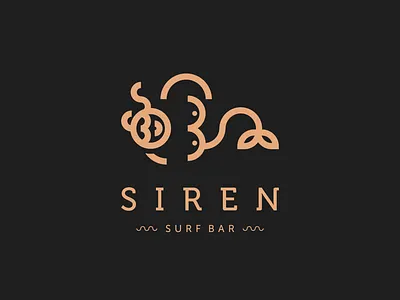 Siren logo bar brown flat line logo monogramm surf