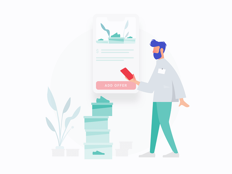 naoo for businesses crypto design illustration landing minimal startup vector web website