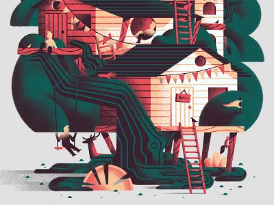 Habitat - Treehouse daniele simonelli dsgn habitat hood house illustration texture tree treehouse wild wood