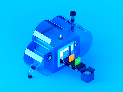 3D Machines - Cloud 3d c4d cgi cloud cute high tech illustration isometric tech ui