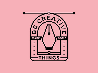 Be Creative 1/4 badge badge design badge logo black and white branding creative south design flat icons illustration line logo pen tool quote shape typography vector