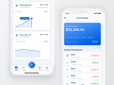 Mobile Banking Application app banking card clean finance interaction light mode list view mobile statistic transaction ui ux