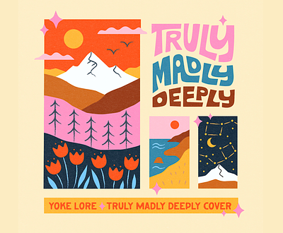 Truly Madly Deeply Album Art album branding festival grid illustration landscape lettering merch mountain nature poster seascape travel vector