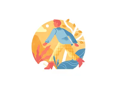 🏃‍♂️ adventure business man character editorial illustration nature people plants