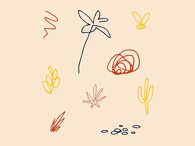Doodles branding cactus desert doodles