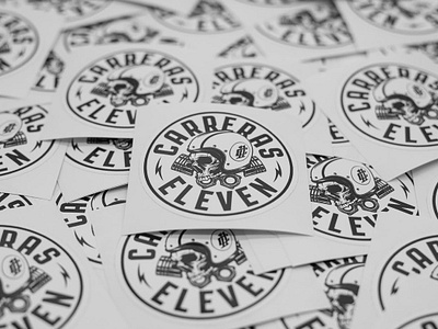 Carreras Eleven Sticker automotive automotive design car croatia design gasoline gearhead piston race car rijeka skull speed sticker sticker art