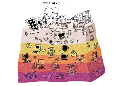 Technological fossil layers cartoon design drawing graphic design illustration ipad procreate art technology