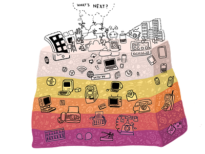 Technological fossil layers cartoon design drawing graphic design illustration ipad procreate art technology