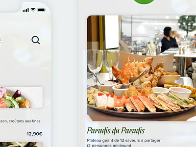 Mobile app restaurant 'Paradis du Fruit' app application concept design ui