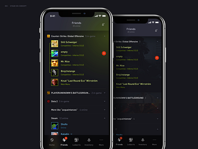 Steam App Redesign – Friends app application concept design friends interaction interface ios mobile redesign steam ui user