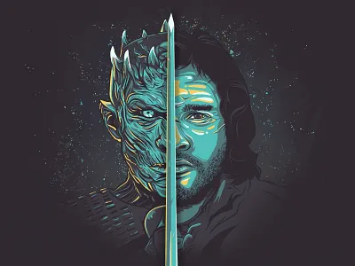 Winter is here fan art game of thrones hbo ipad pro jon snow night king procreate white walker