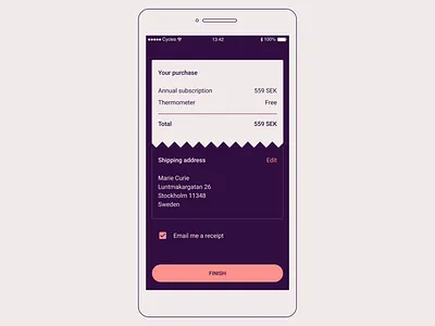 Flat skeuomorphism app buy conversion design minimal order food purchase receipt simple skeumorphic ui ux