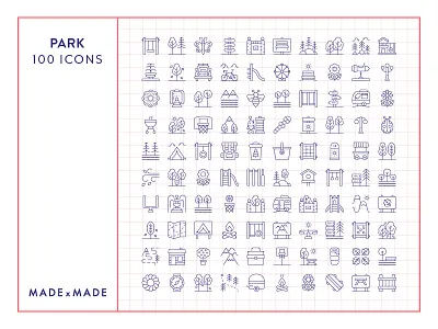 Made By Made | Line Icons – Education camping hiking holidays icons illustrations infographics line icons nature outdoors park playground symbols trees ui ux vector zoo