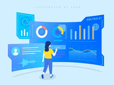 dashboard screen dashbaord girl illustration ui vector