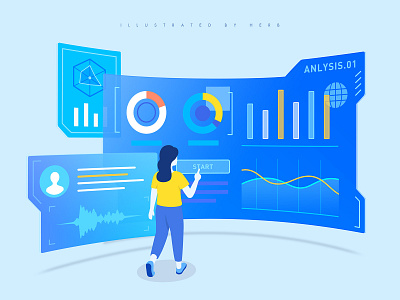 dashboard screen dashbaord girl illustration ui vector