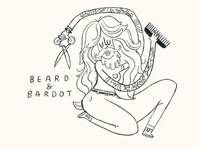 Beard and Bardot Illustration barbershop bardot beard bearded lady comb gender good hair hair illustration procreate salon scissors