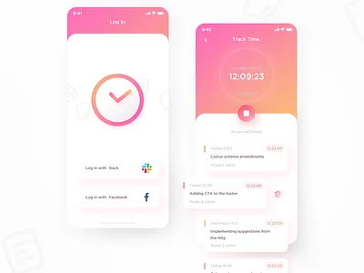Time tracking app app design ios app ios app design time tracker time tracking time tracking app