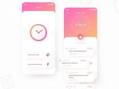 Time tracking app app design ios app ios app design time tracker time tracking time tracking app