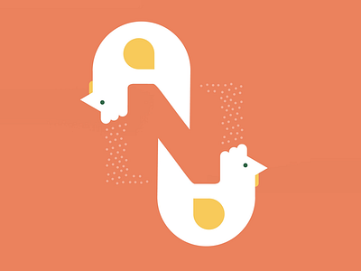 ‘N’ | 36 Days of Typography 36daysoftype chicken flat illustration type typography