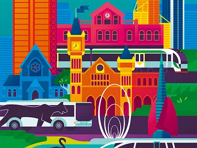 Transperth Tourist book Cover illustration perth transperth vector art vector illustration