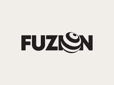 Fuzion Logo Design business brand branding circle round black graphic graphics design ideas subtle minimal hidden identity fusion 3d globe logo designer best top logo icon symbol mark negative space creative type typography logos wordmark lettermark logotype