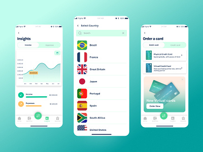 Fintech app | bank analytics app design bank banking card country figma fintech flag green insights ios mobile app product design ui design yellow